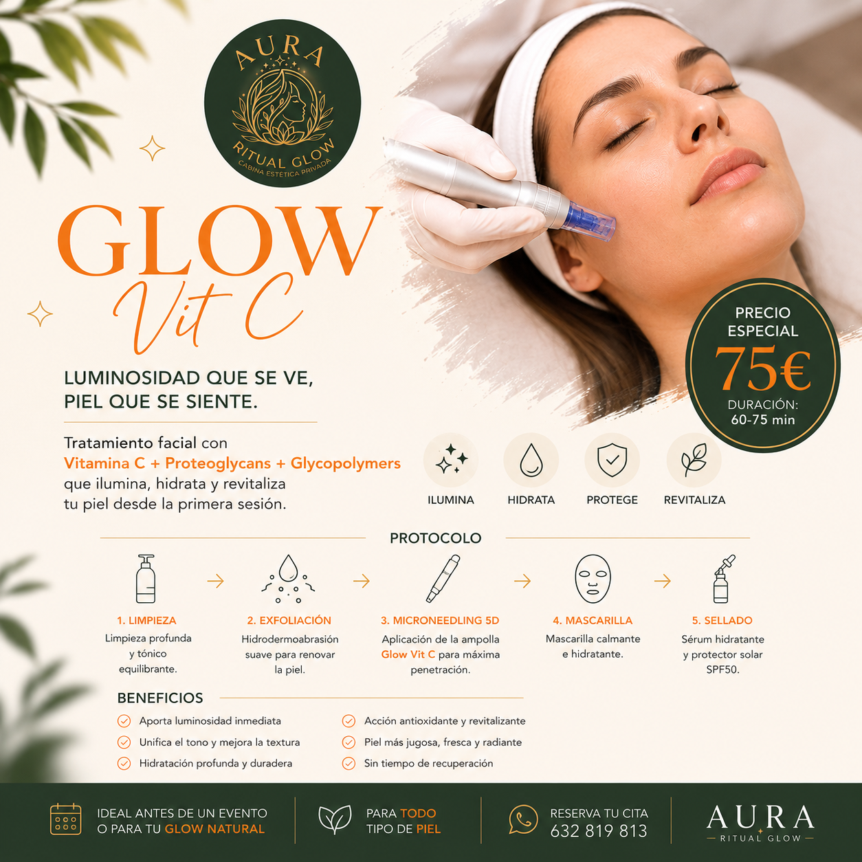Tratamiento facial Glow con Vit C